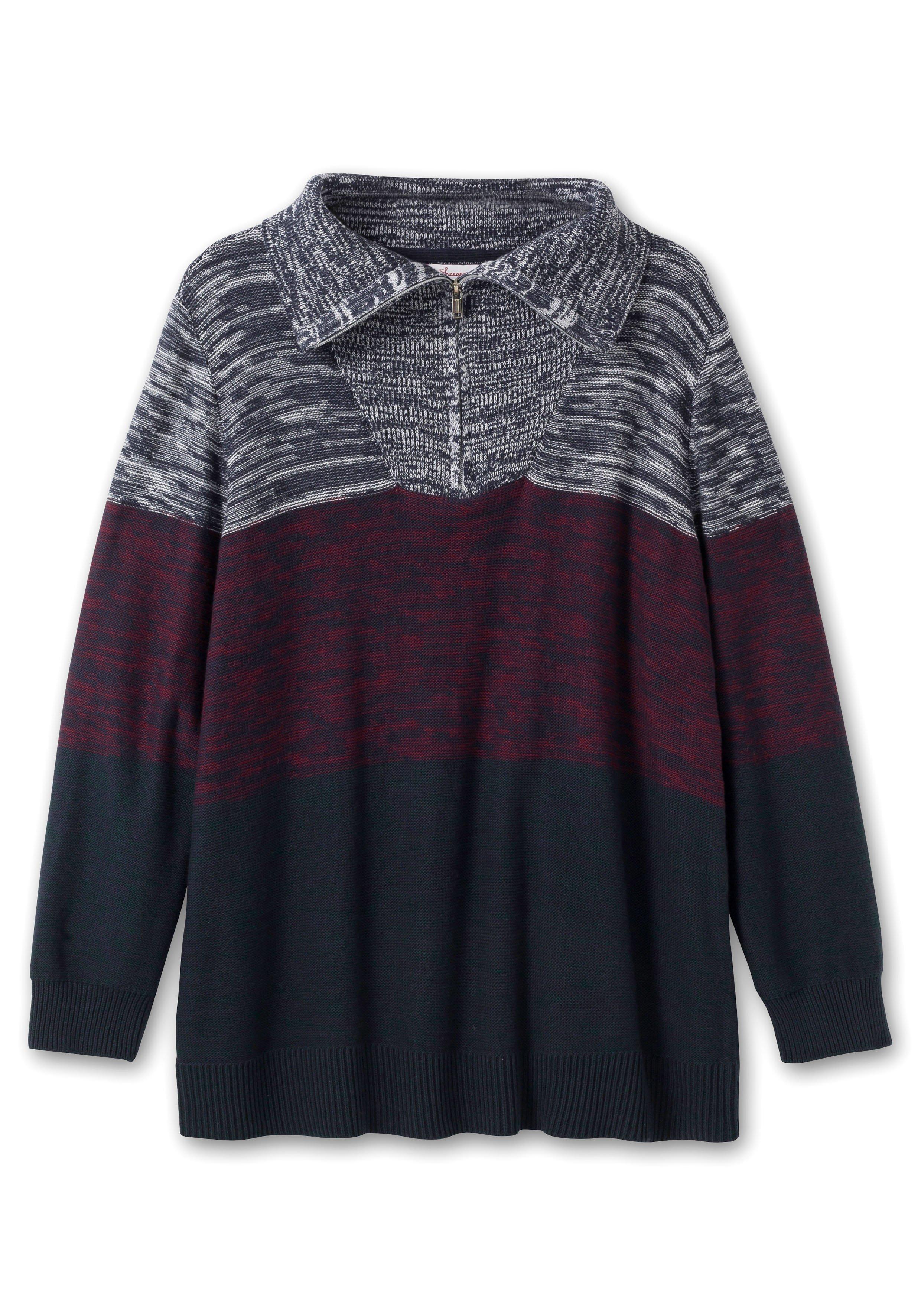 Pullover mit Troyerkragen, im Colourblocking