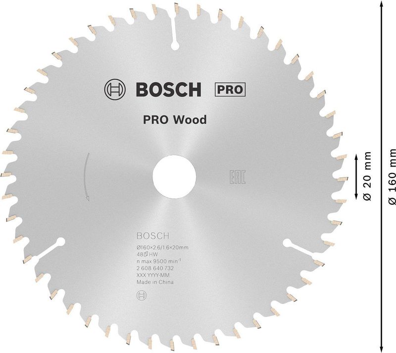 Bosch Professional Optiline Wood Cirkelzaagbla - Voor Zagen In Hou - Ø 160 M - 48 Tanden
