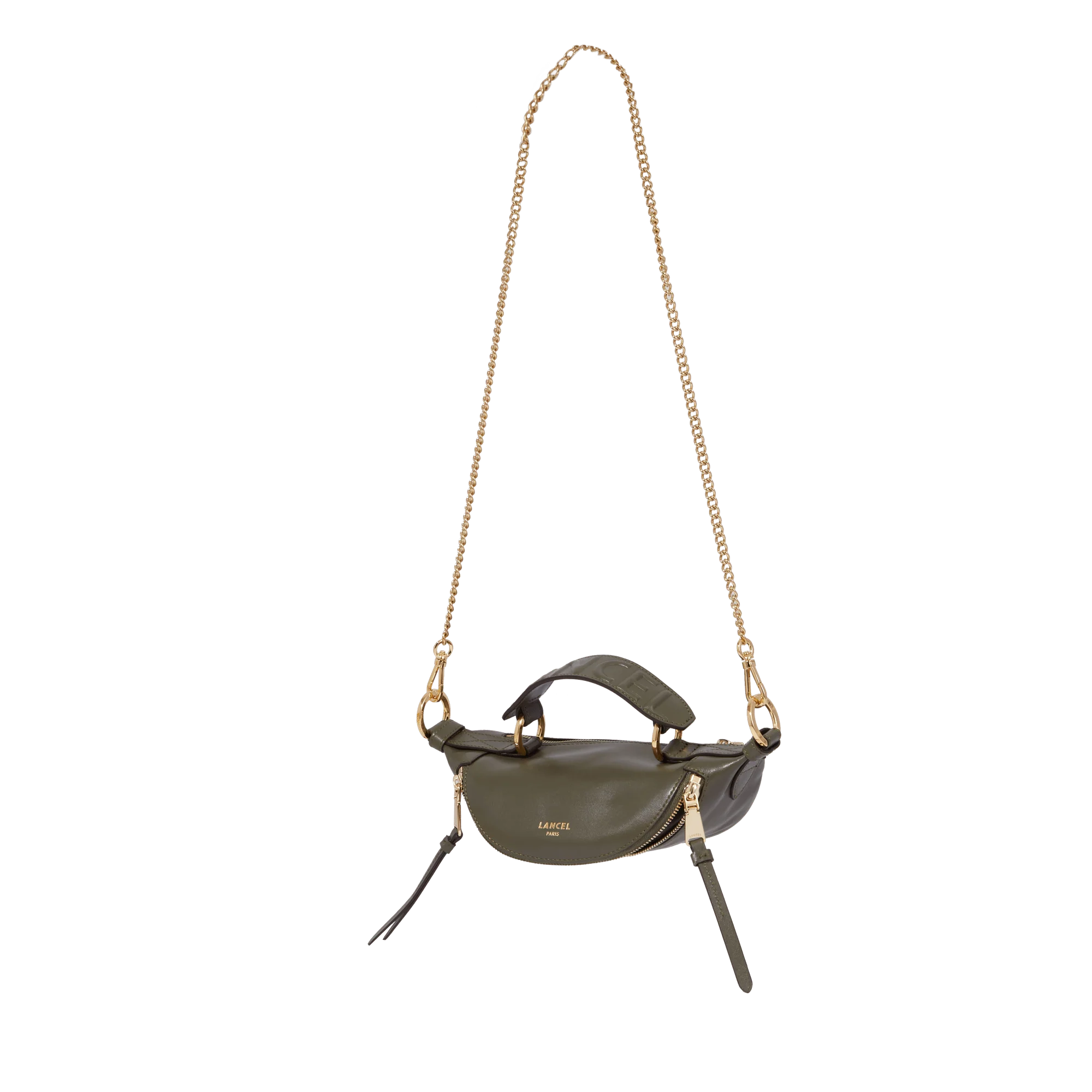 Mini sac porté croisé  Origami de Lancel-Kaki Fonce