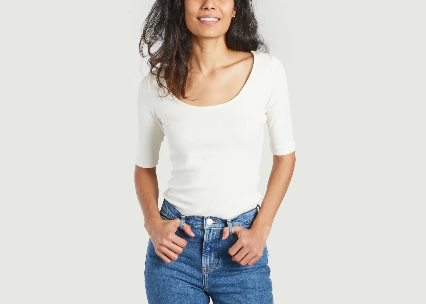 T-shirt manches 3/4 en coton bio Alexa Samsoe Samsoe