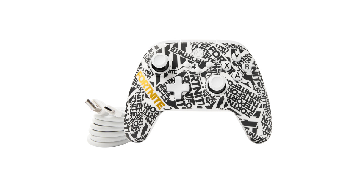 PowerAOPS v1 Wireless Controller for Cloud Gaming - Fortnite Edition  (Wit/zwart, 2.4 GHz, Bluetooth, USB-C)