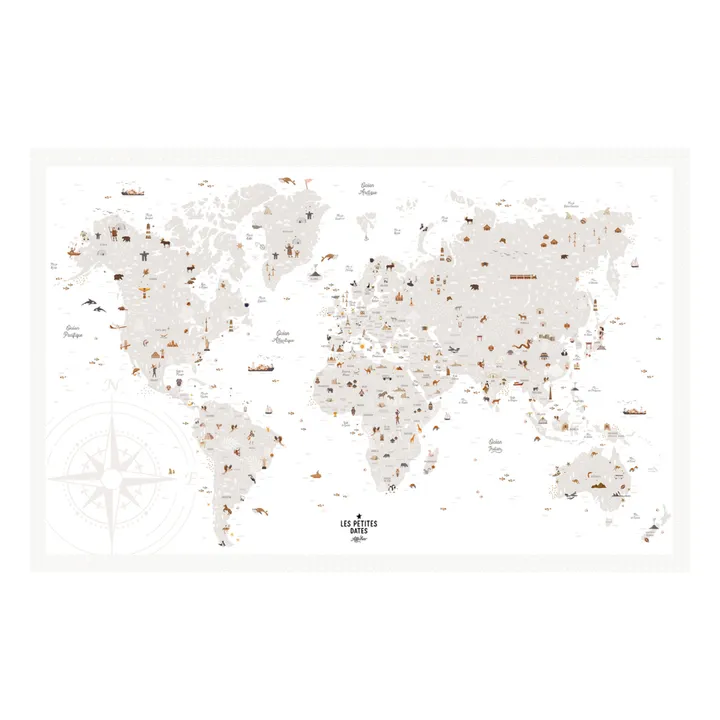Les Petites Dates Affiche à tamponer Carte du Monde