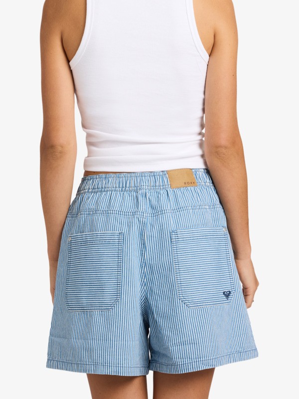 Stay Wavy Mid Short en denim Blanc Femme