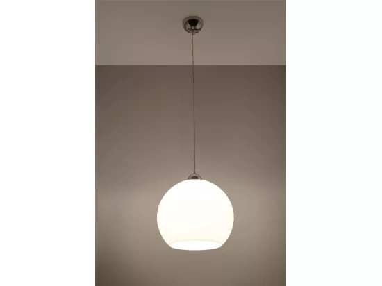 Sollux BALL Suspension de plafond en dôme de verre à 1 ampoule Blanc, Chrome, E27