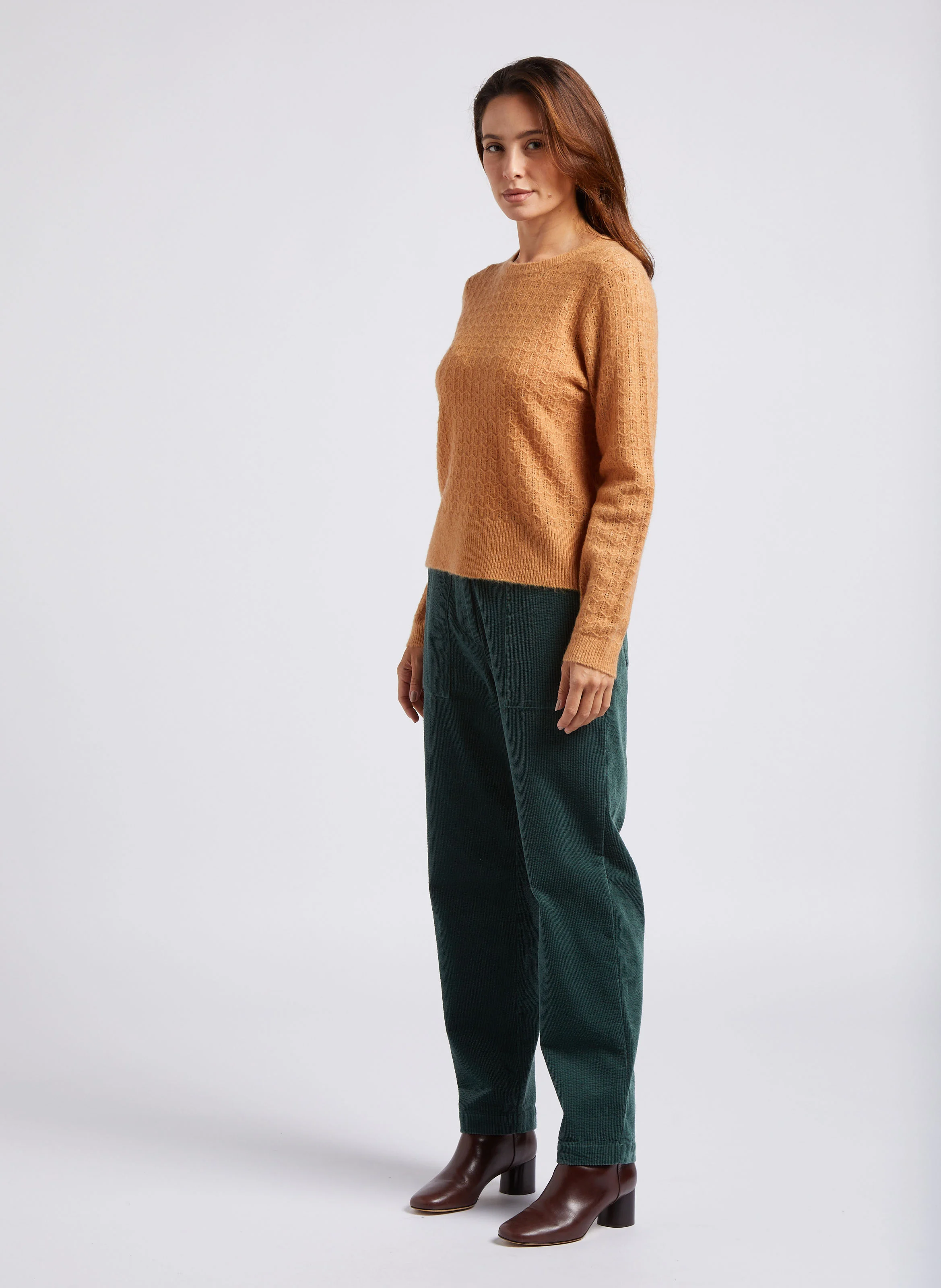 Pantalon carotte en coton mélangé | Vert