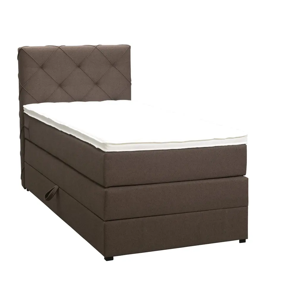 Boxspring met opbergruimte Liv geruit - donkerbruin - 90x200 cm