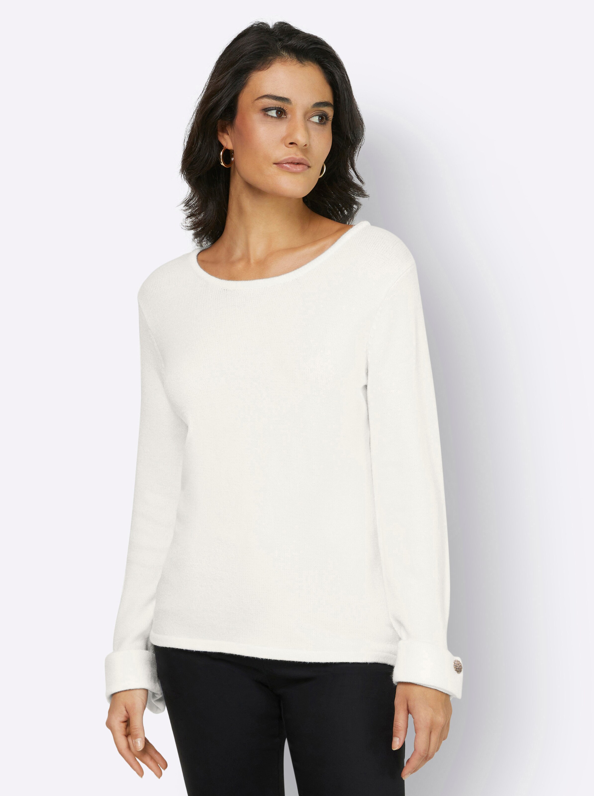 Langarm-Pullover in ecru