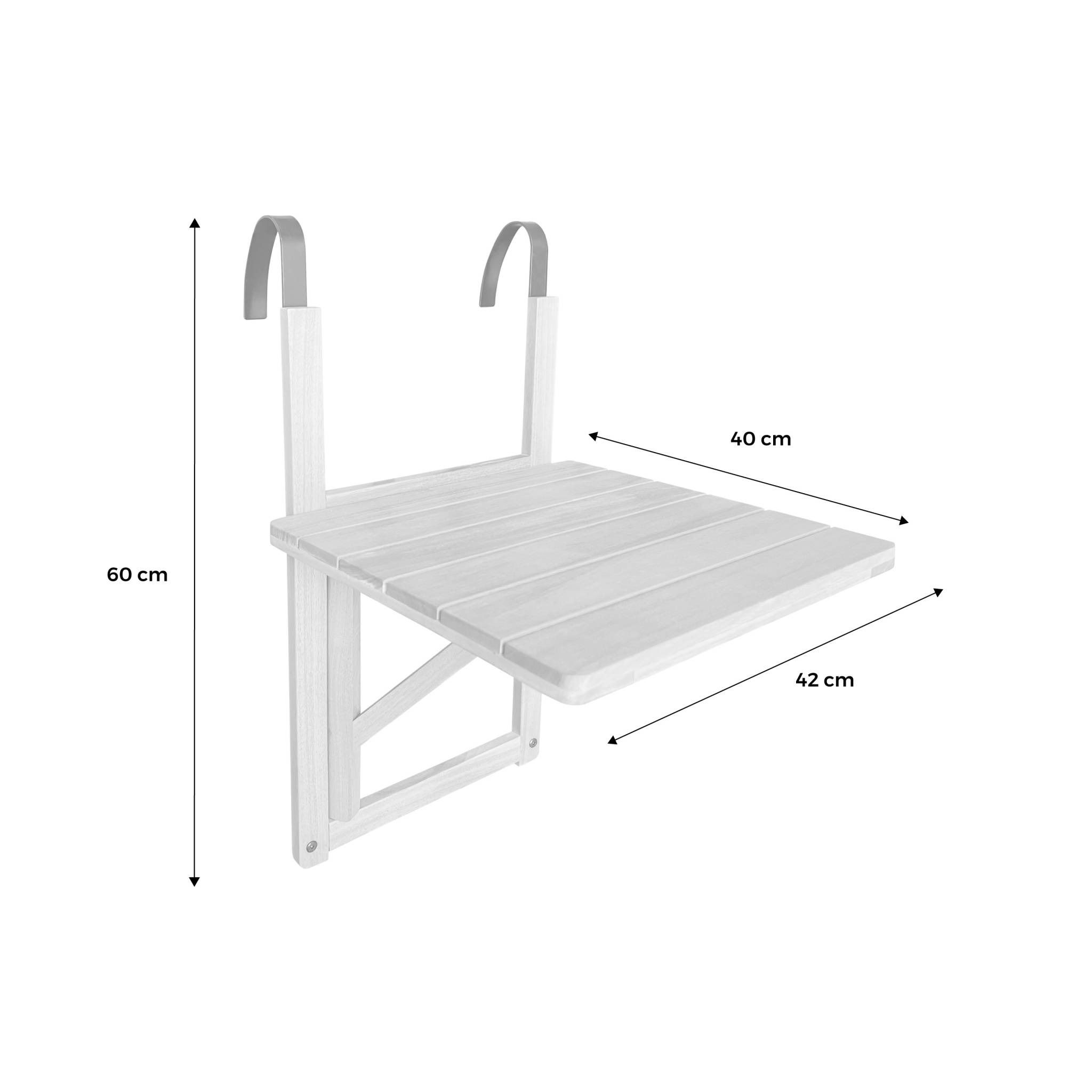 Table d'appoint en bois pour balcon. Carrée. Rabattable. Hauteur ajustable