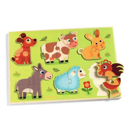 Djeco Holzpuzzle: Coucou cow, 12 Teile