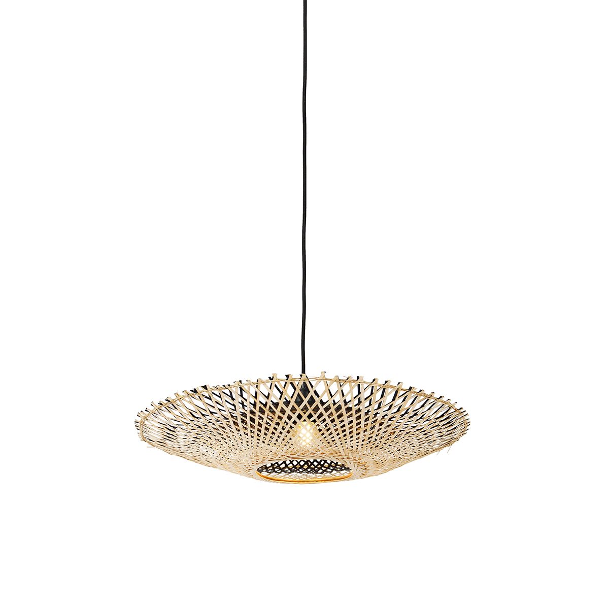 Oosterse hanglamp zwart met bamboe 50cm - Rina