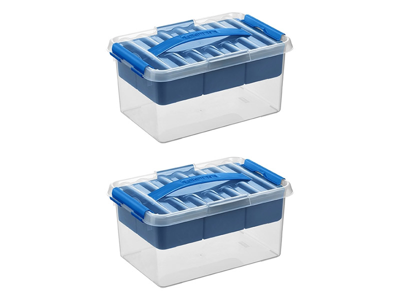Sunware Q-line 6 liter set van 2 opbergboxen met inzet - Blue
