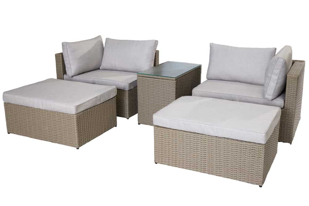Outdoor Gartenlounge Set XXL MODULAR natur Polyrattan Sitzgruppe wetterfest inkl. Kissen