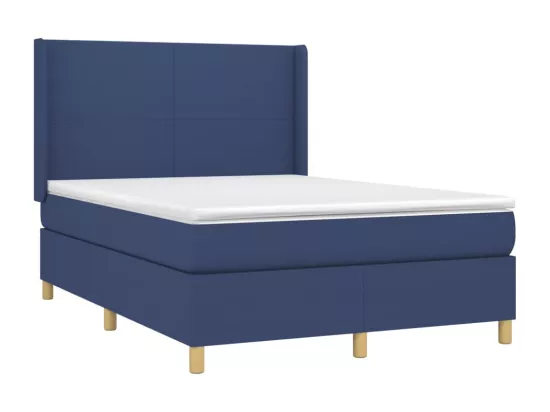 Sommier tapissier avec matelas et LED Bleu 140x190 cm Tissu