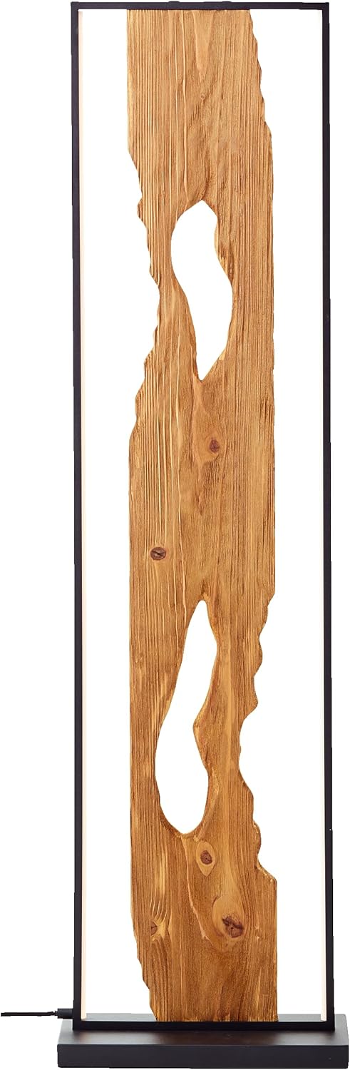 Lightbox LED Stehlampe | 120 cm | Holz Standleuchte mit Fuß-Druck-Schalter & LED Profilband | Wohnzimmer Deko Lampe | aus Aluminium/Metall/Kiefernholz in Schwarz | Contemporary/Industrial Style