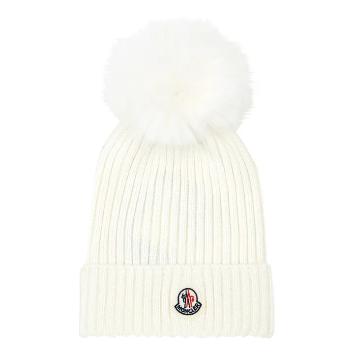 Moncler Bonnet à Pompon Fourrure | Blanc