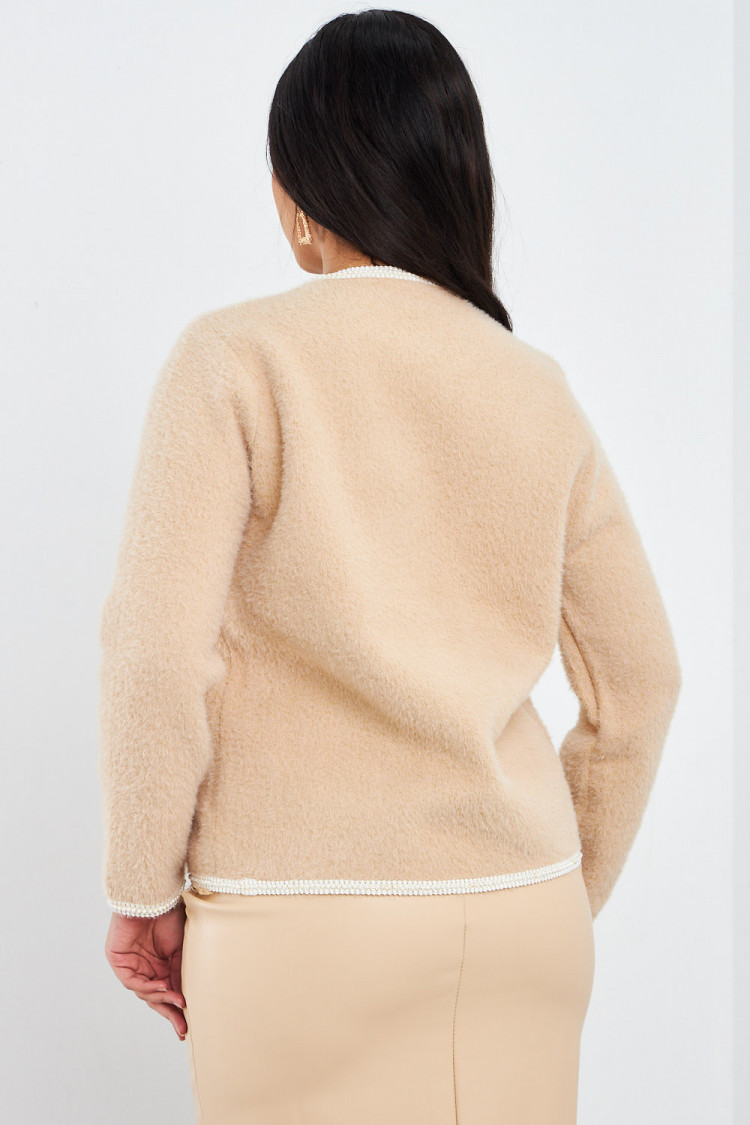 Gilet beige à perles