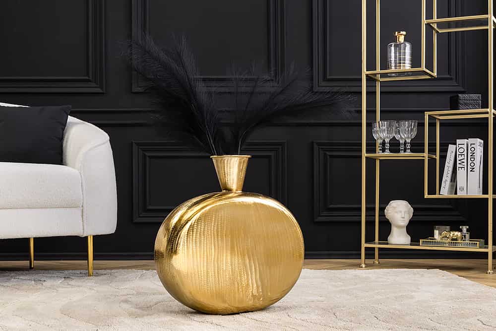 Handgefertigte Vase ORIENT L 50cm gold Metall Hammerschlag Design