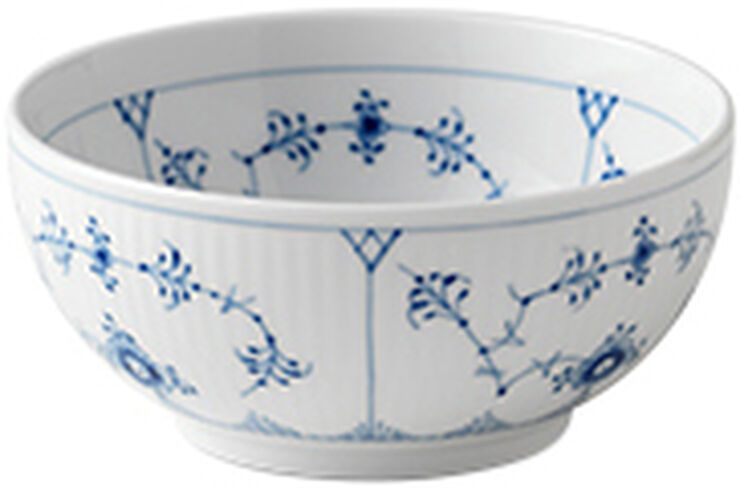 Royal Copenhagen Musselmalet Riflet 47 cl. skål Hvid, blå