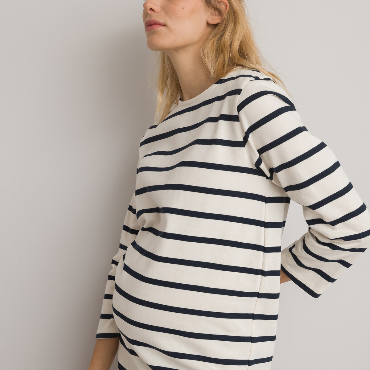 LA REDOUTE COLLECTIONS<br>Vestido de maternidade estilo azul-marinho, comprimento midi