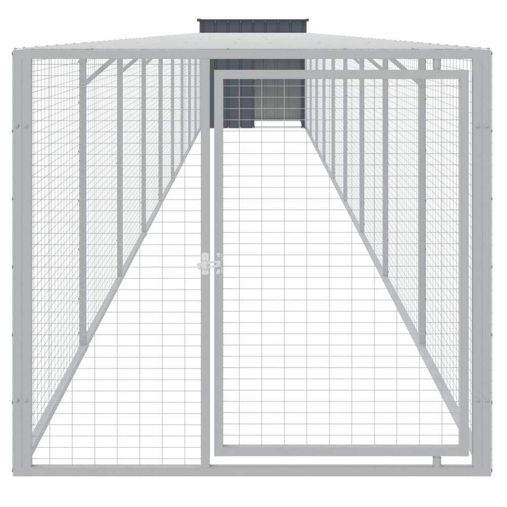 Poulailler avec cour anthracite 110x1017x110 cm acier galvanisé