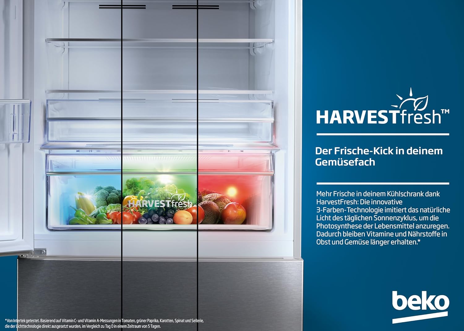 Beko B5RCNA365HG freistehende Kühl-/Gefrierkombination, 316 l Gesamt, 210 l Kühlen, 106 l Gefrieren, NoFrost, AeroFlow, HarvestFresh, Urlaubsmodus, 3 Gefrierschubladen, Manhattan Gray