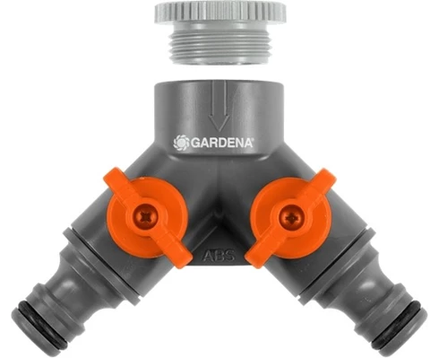 Gardena 2-vägskran med adapter 1/2''-3/4'''