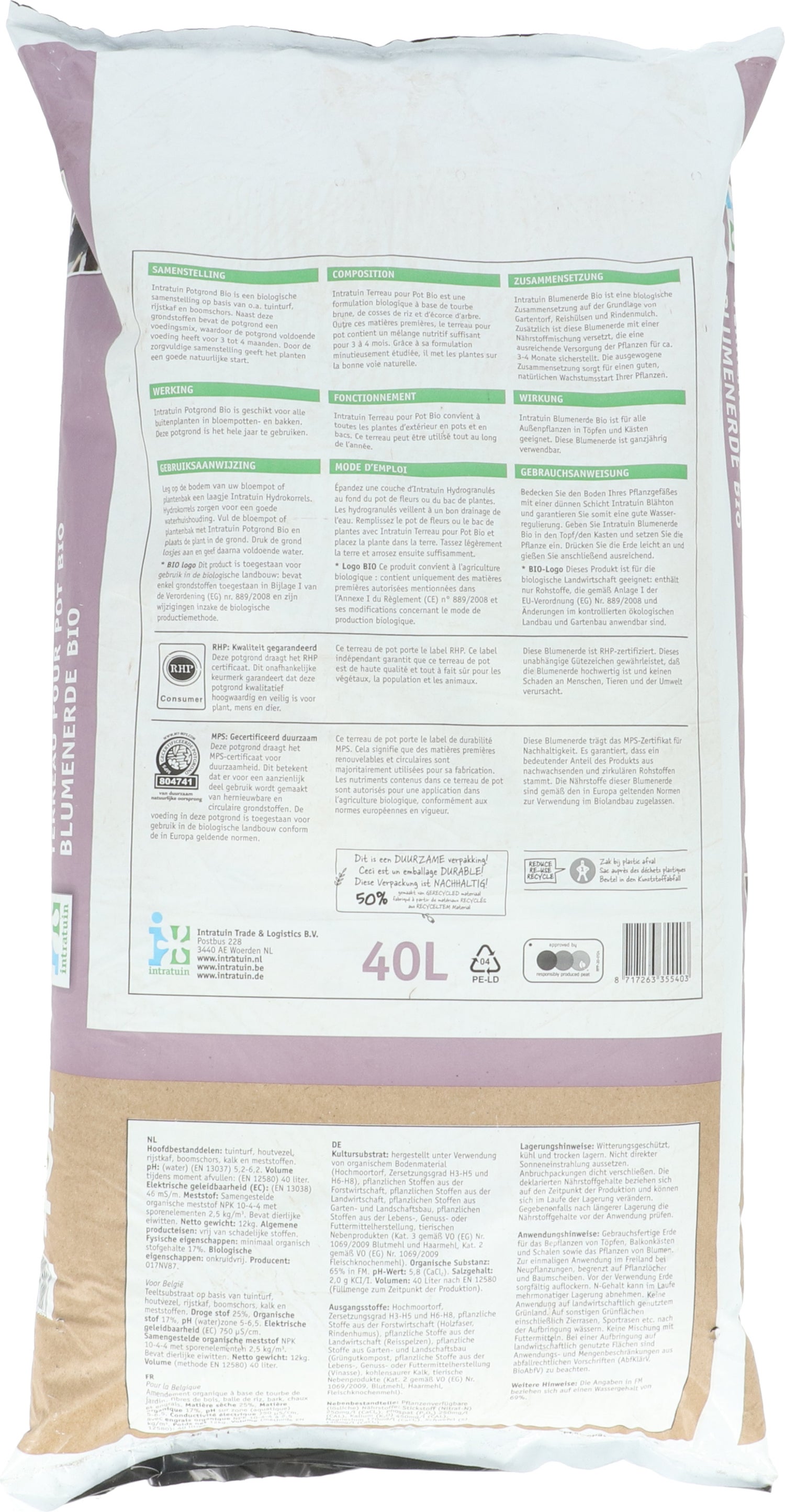 Intratuin potgrond Bio RHP 40 L