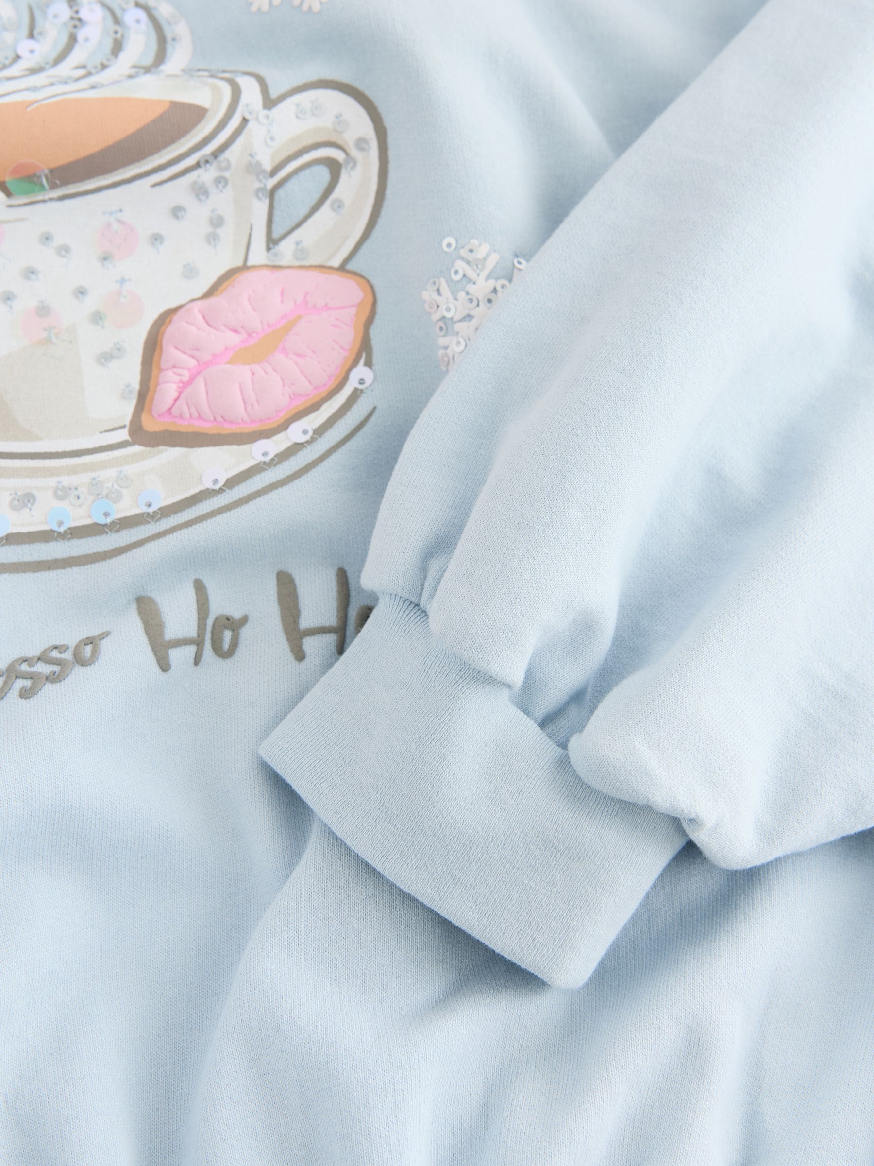 Blauwe Kerstmis Espresso - Sweater met lovertjes en lange mouwen (3-16jr)
