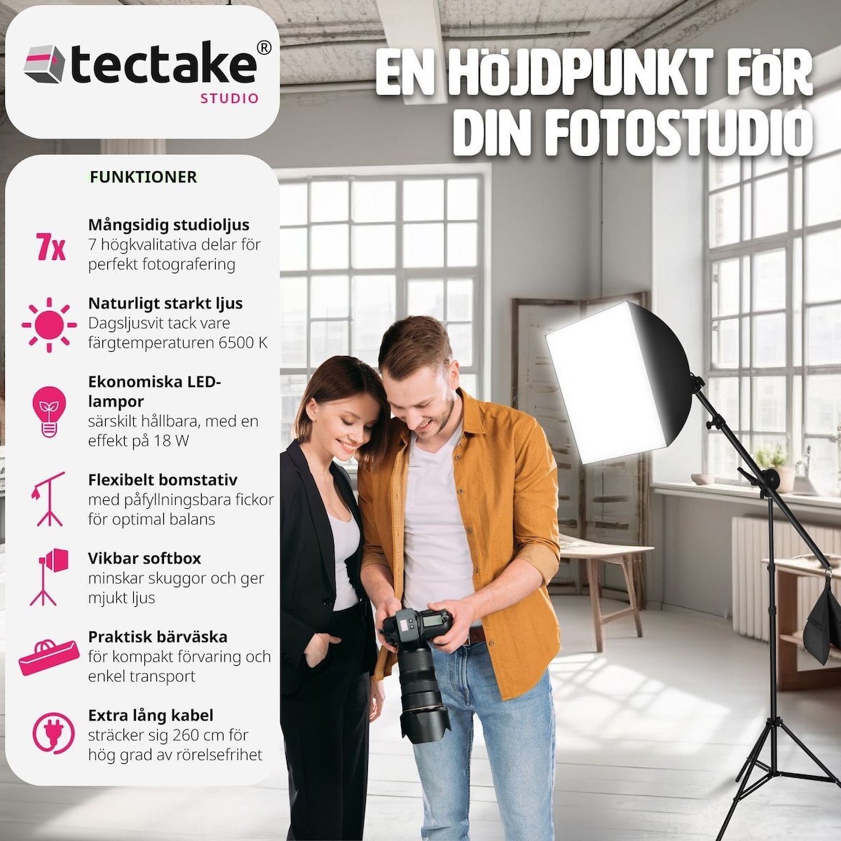 Studiolys + softboks modell 2 - svart