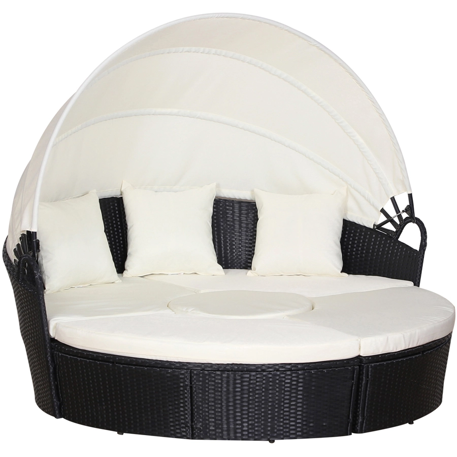 Outsunny Polyrattan Sonneninsel mit Sonnendach schwarz, creme