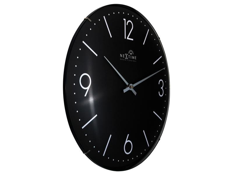 NeXtime Funk-Wanduhr Atomic Ø 35 cm, Schwarz Analoge Wanduhr