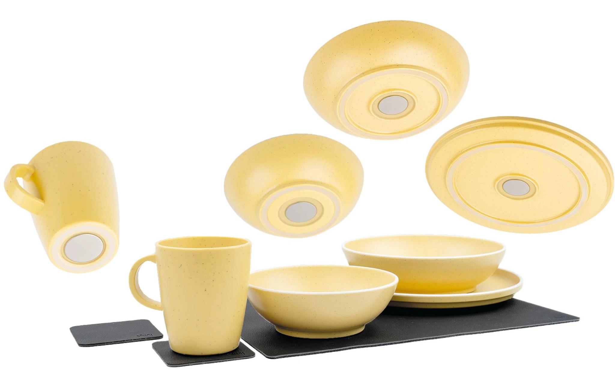 Magnet-Kunststoff-Geschirrset Dolomit Yellow<br>Outdoor Set aus 11 Teilen