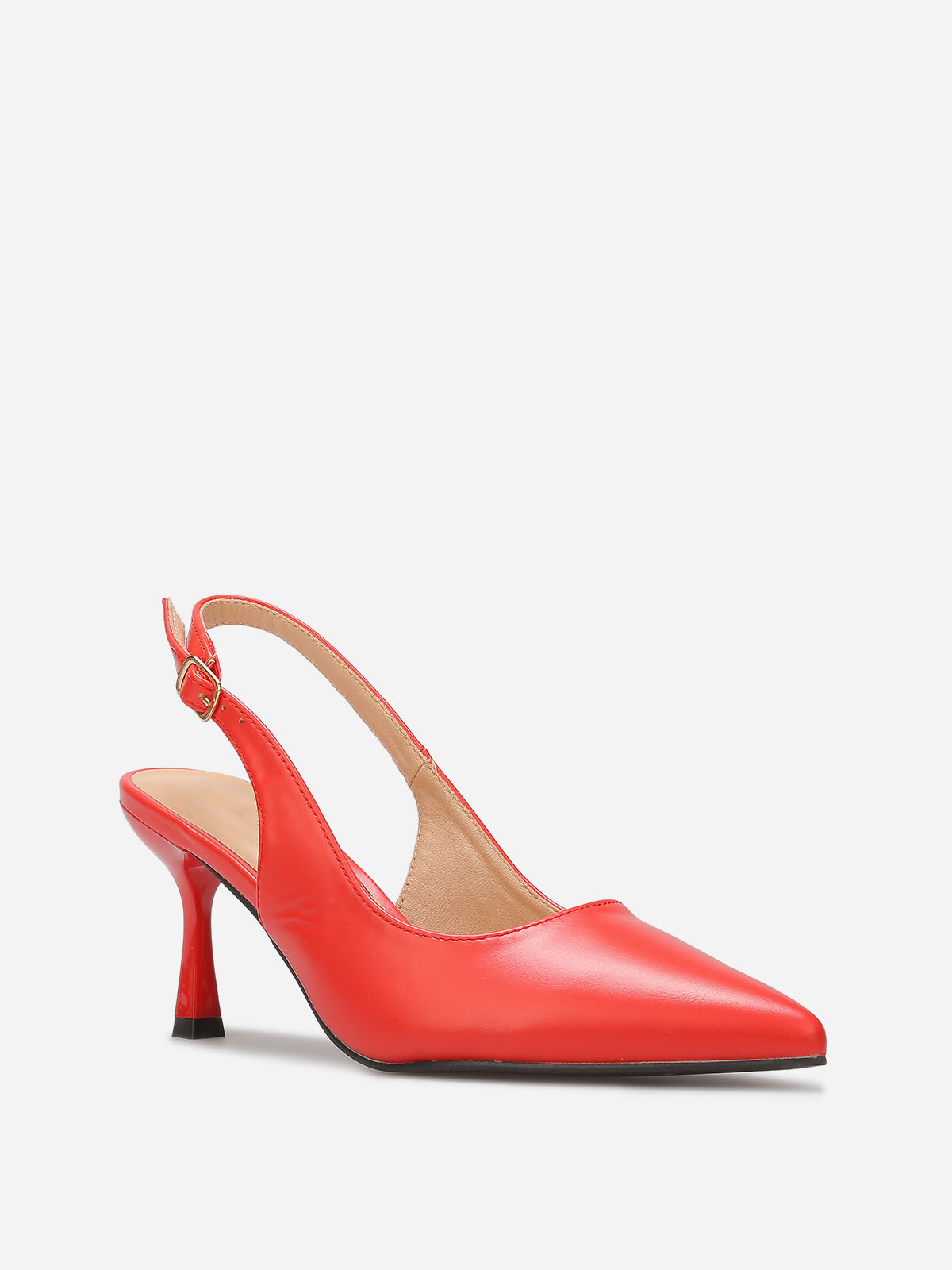 Escarpins slingback à talon bobine- Rouge