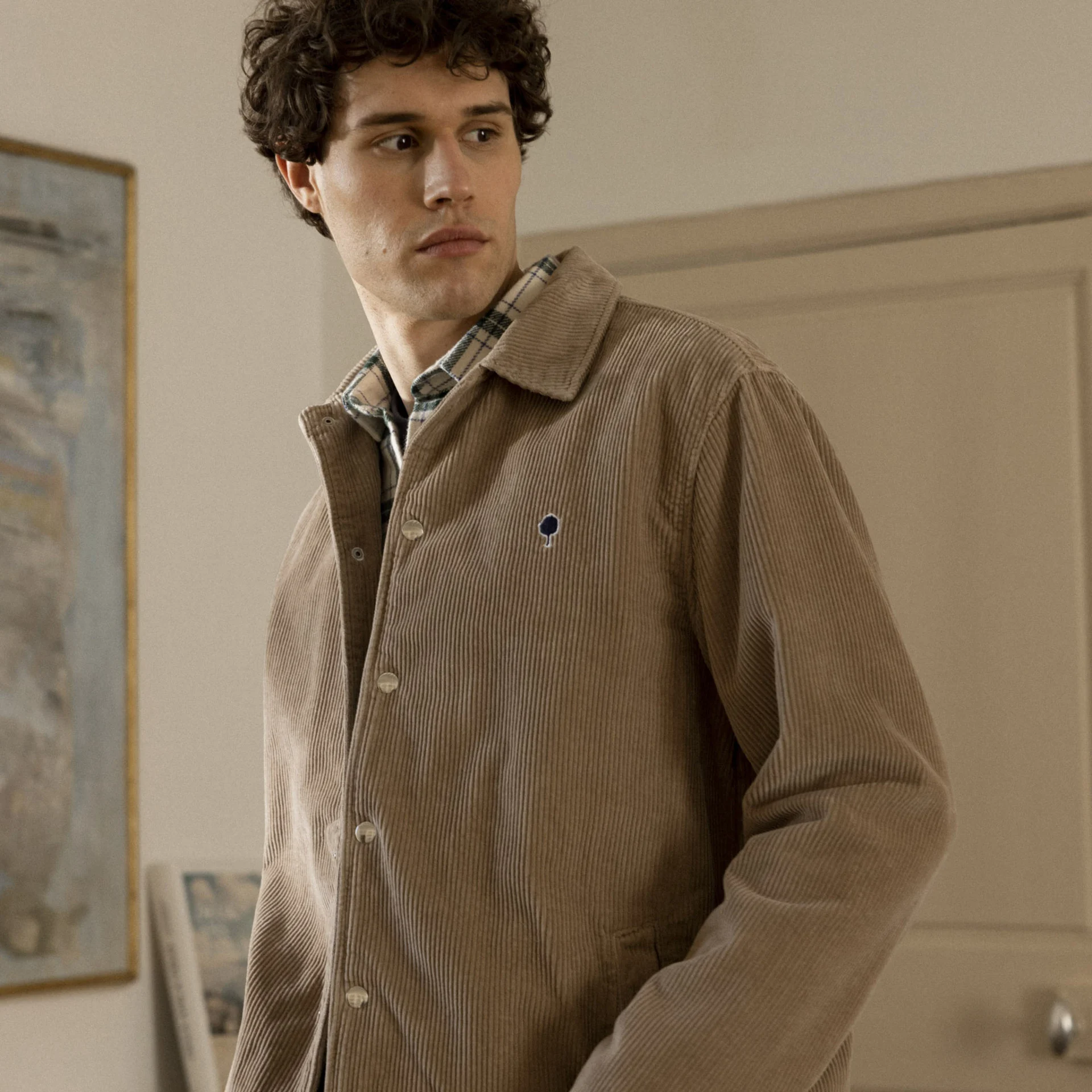 Veste velours côtelé beige clair coton - modèle Sologne
