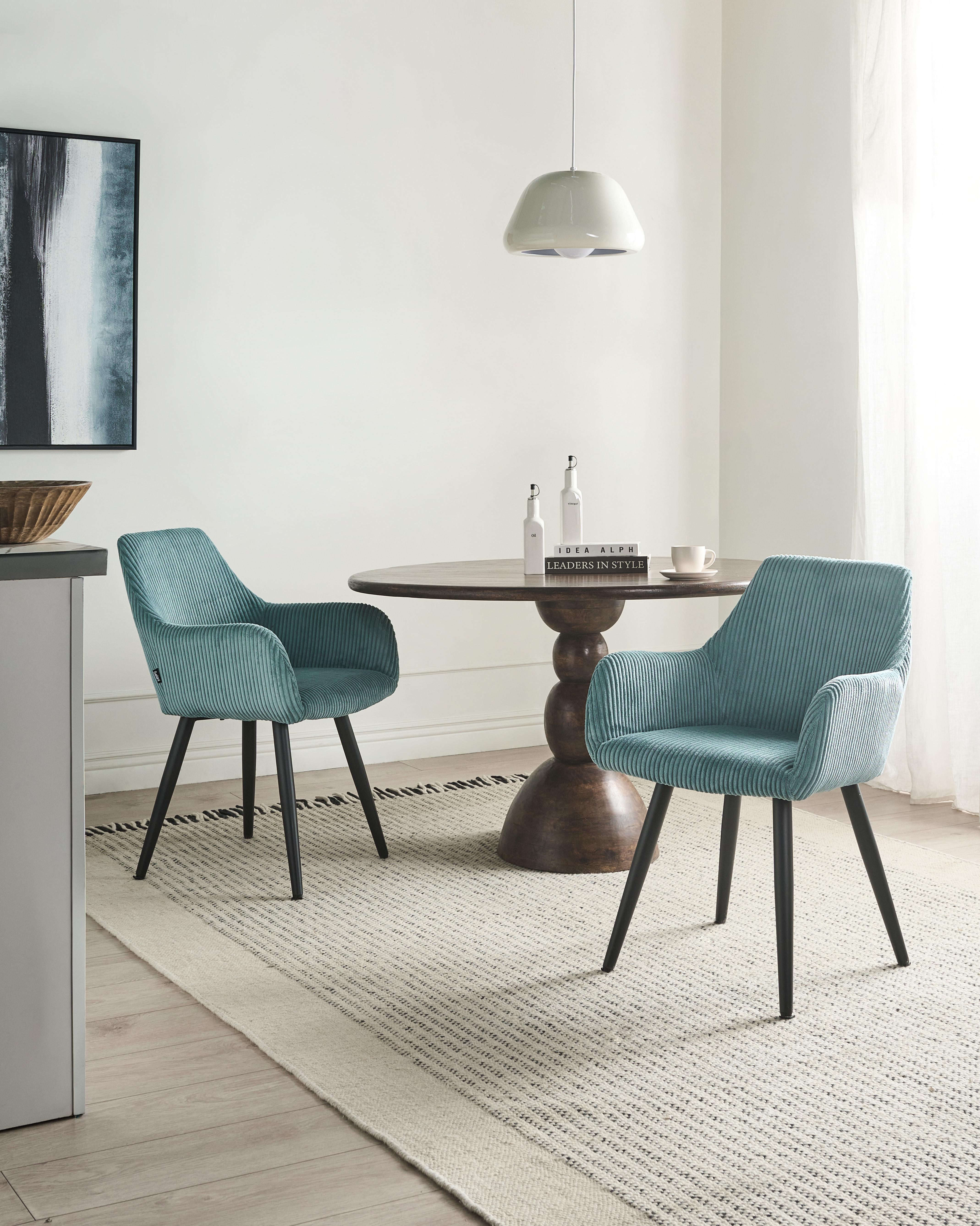 Set van 2 eetkamerstoelen MORI Corduroy Turquoise