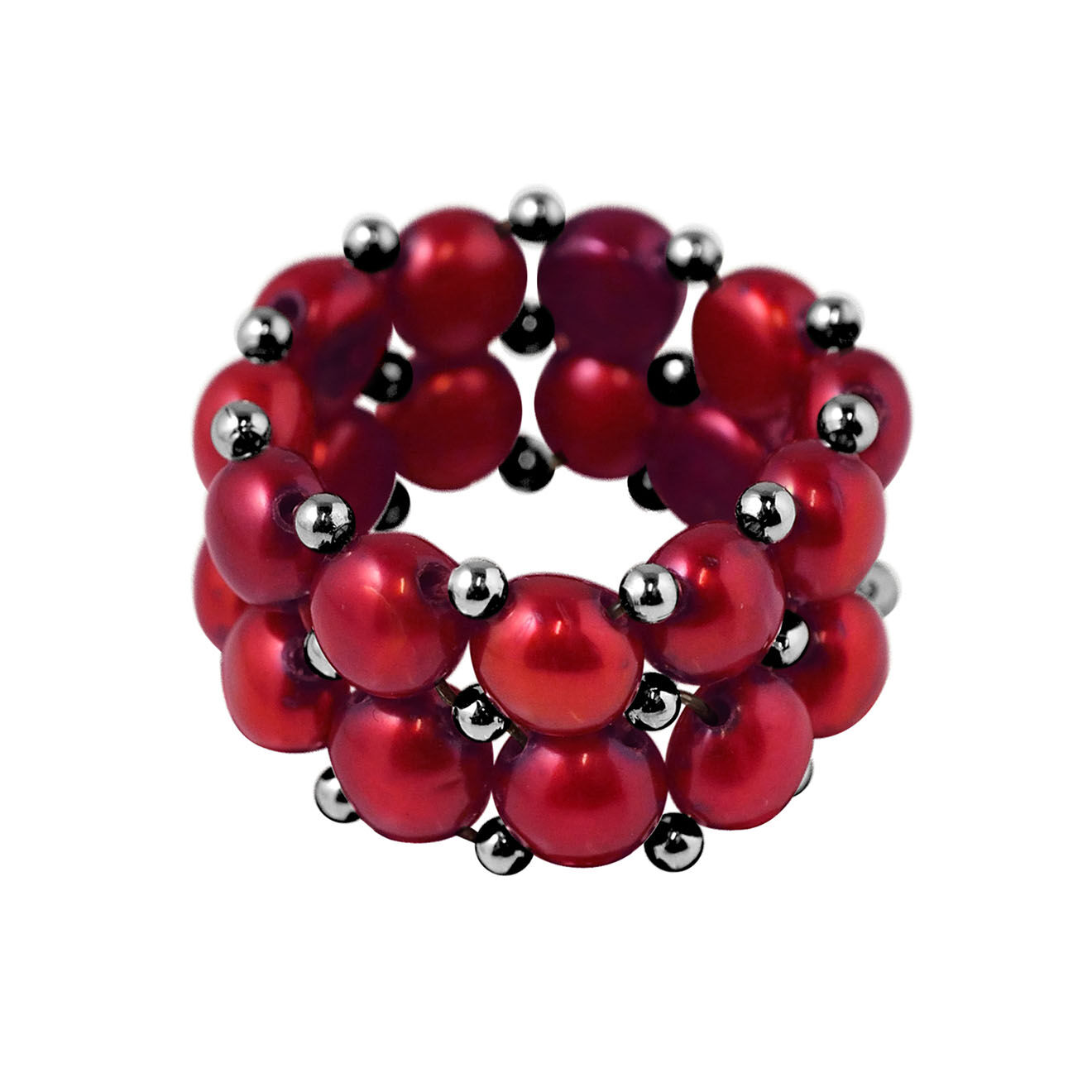 Mitzuko Bague 2 Rangs Perles d'Eau Douce cherry