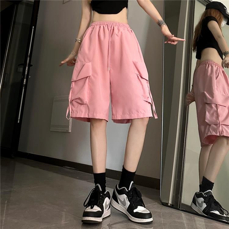 Enpheriado - Hoge taille, effen, wijde cargoshorts