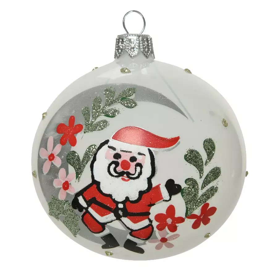 Lot de 6 boules de Noël en verre (D80 mm) Sur la lune Blanc