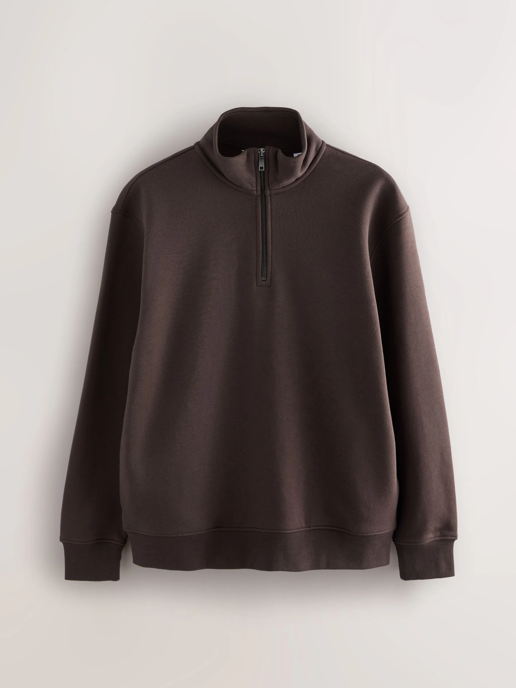 Chocoladebruin - Kwartrits - Sweatshirt van jersey met hoog katoengehalte