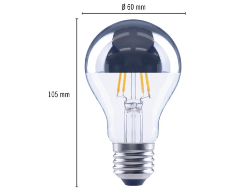 FLAIR LED reflectorlamp A60 E27/4W(33W) 380 lm 2700 K warm wit zilver