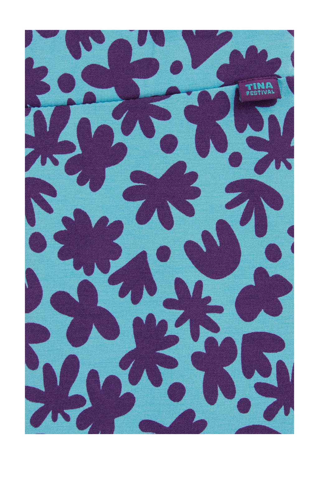 WE Fashion broek met all over print lichtblauw/paars