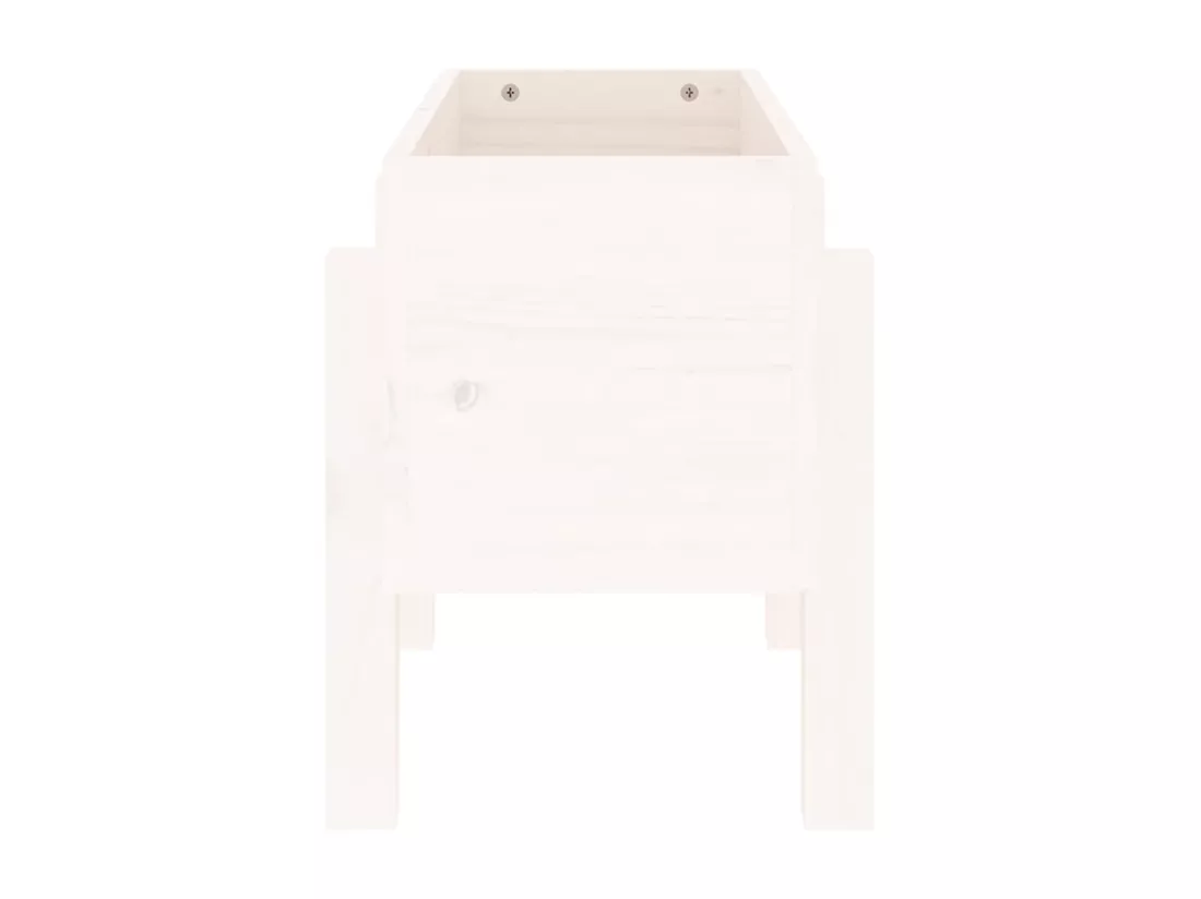 Jardinière blanc 62x30x38 cm bois massif de pin