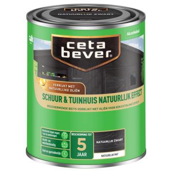 CetaBever Schuur & Tuinhuisbeits Natuurlijk Effect mat zwart 750 ml