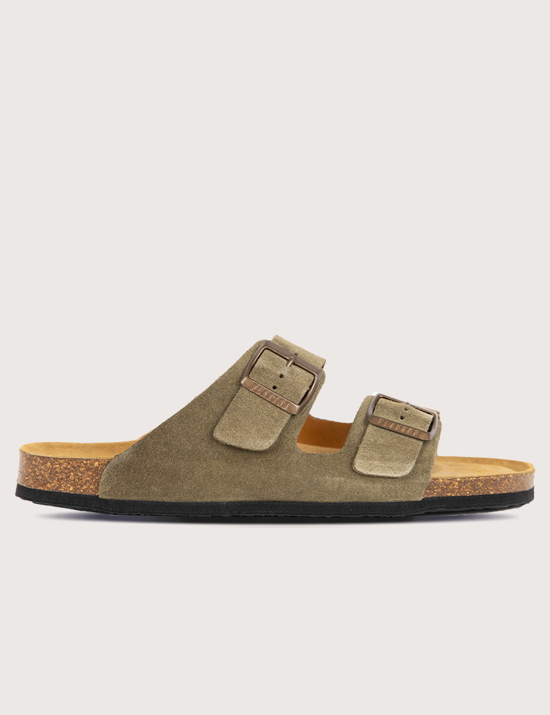 PLAKTON MULES HOMME DOUBLE BRIDE KAKI CLAIR