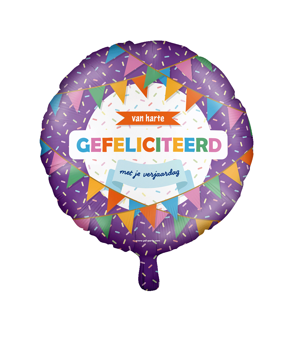 Gefeliciteerd Helium Ballon Paars Inclusief Rietje Leeg 46cm