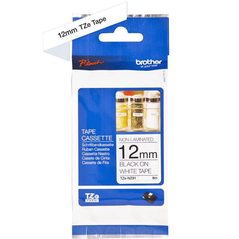 Brother P-Touch Band TZe-N231, 12 mm, schwarz auf weiss