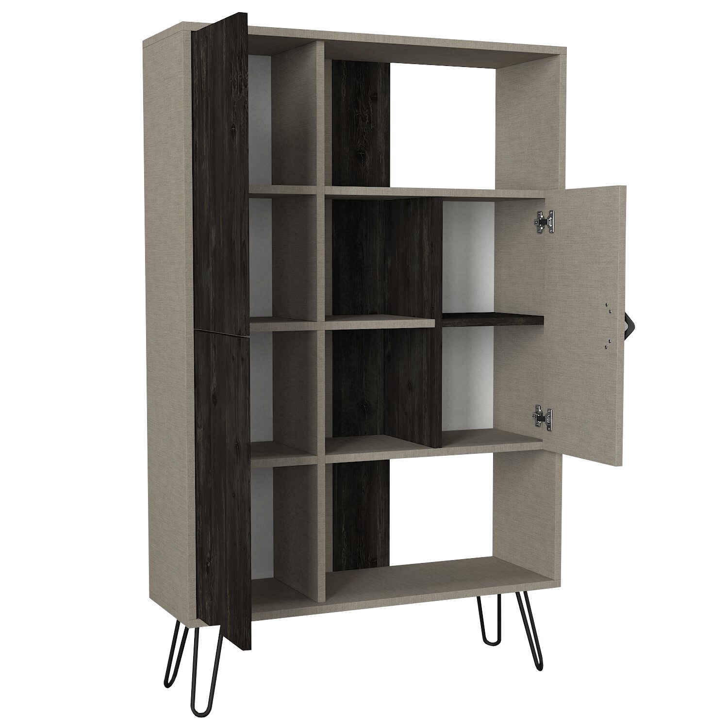 Bücherregal Trenta mit Metallfüße Grau Rebab