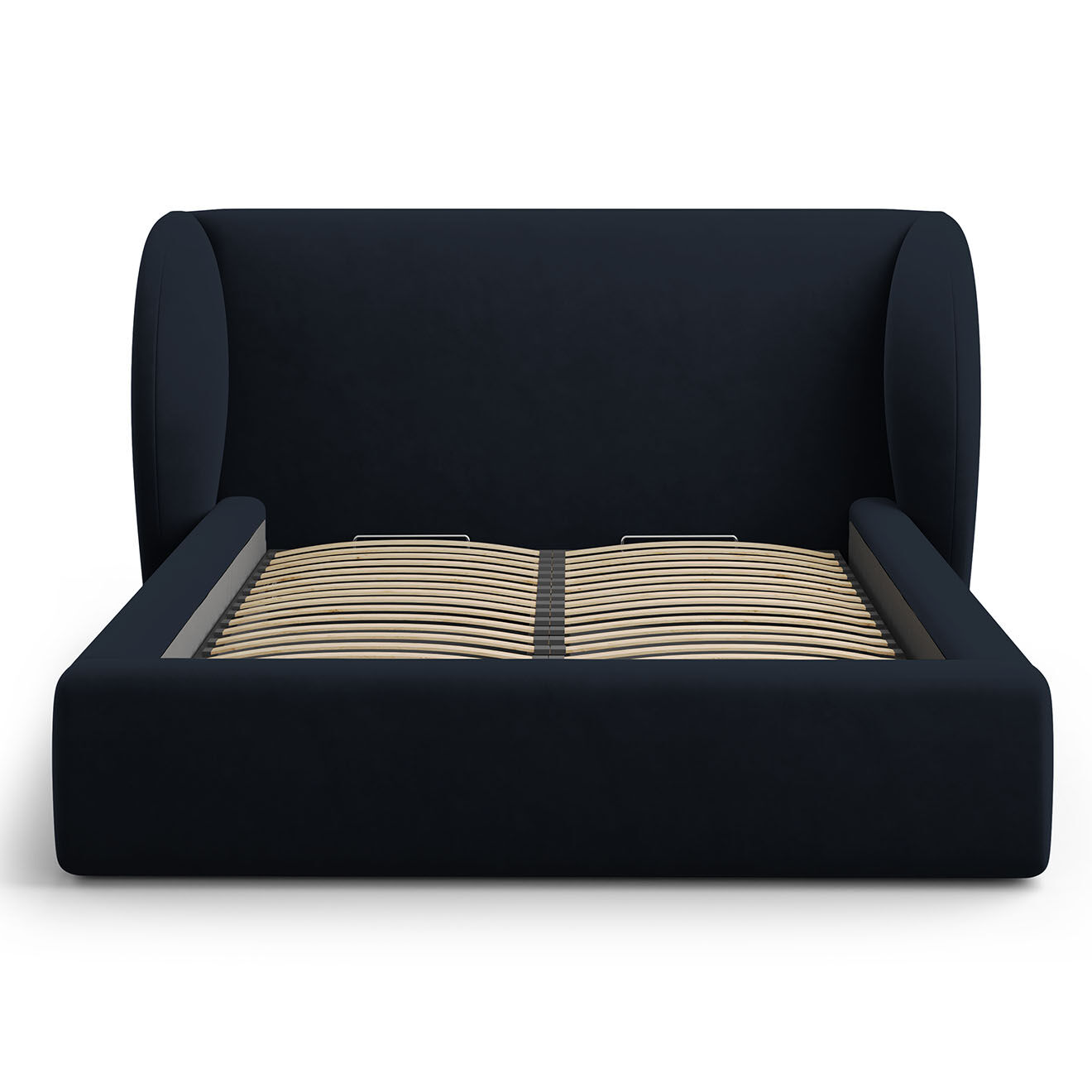 Micadoni Lit Coffre en Velours avec Tête de Lit Miley bleu foncé - 230x227x100 cm