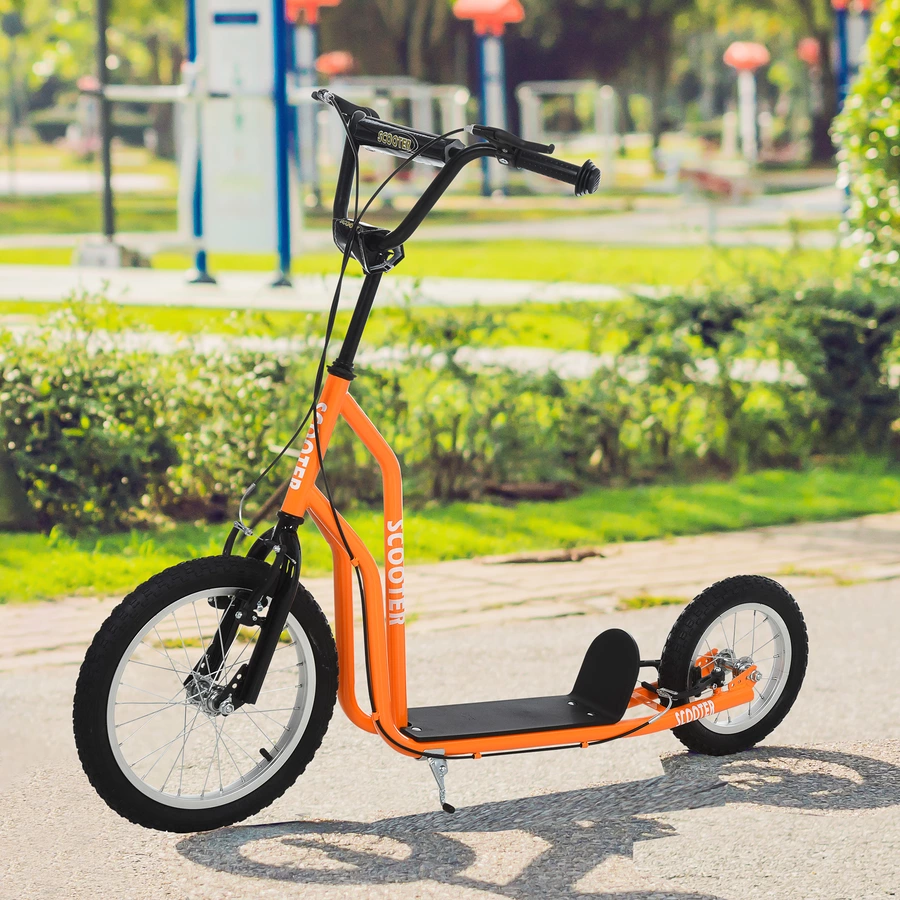 HOMCOM Kinderroller mit Handbremse orange