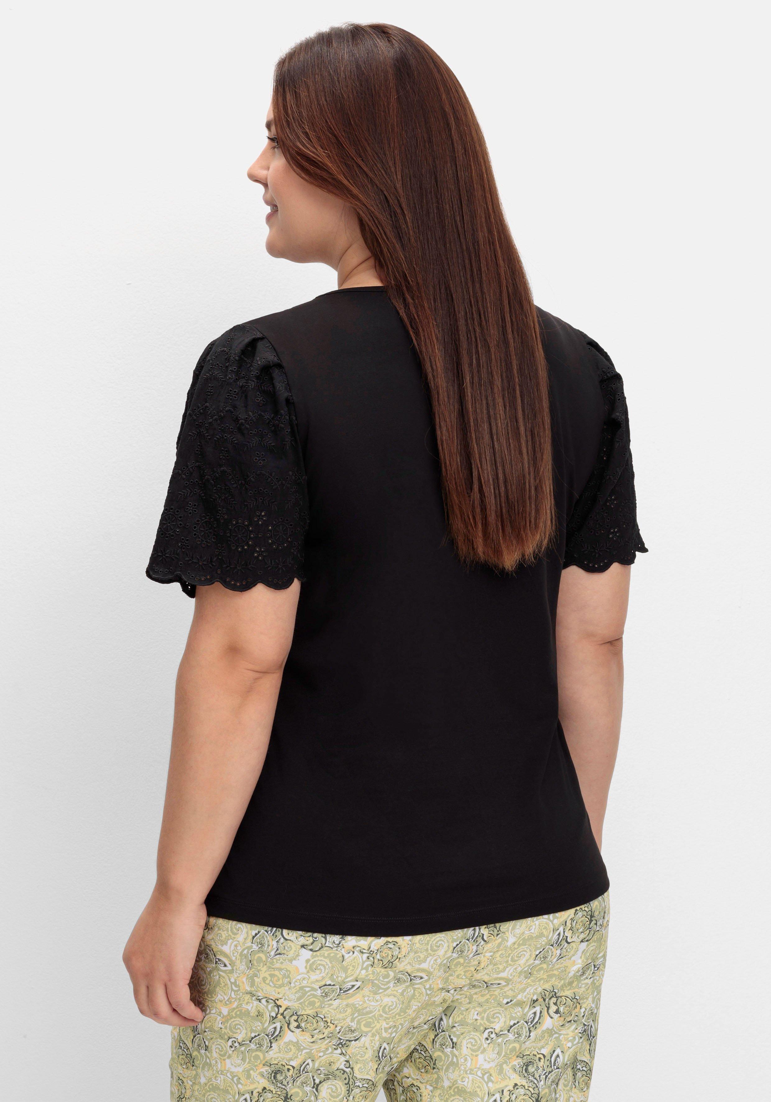 Shirt mit Flügelärmeln und Lochstickerei